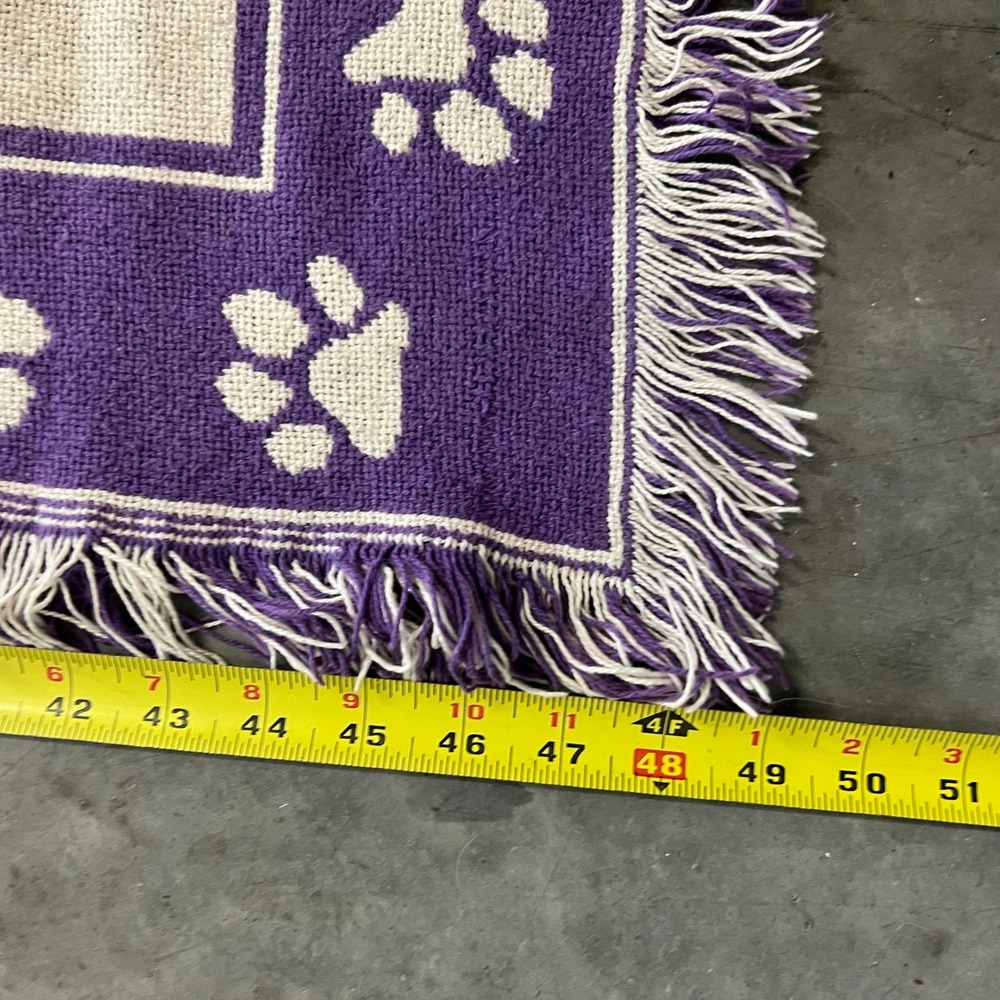 VTG Humble High School‎ Wildcats Athletics Throw Blanket Purple White Fringe USA - Picture 8 of 8